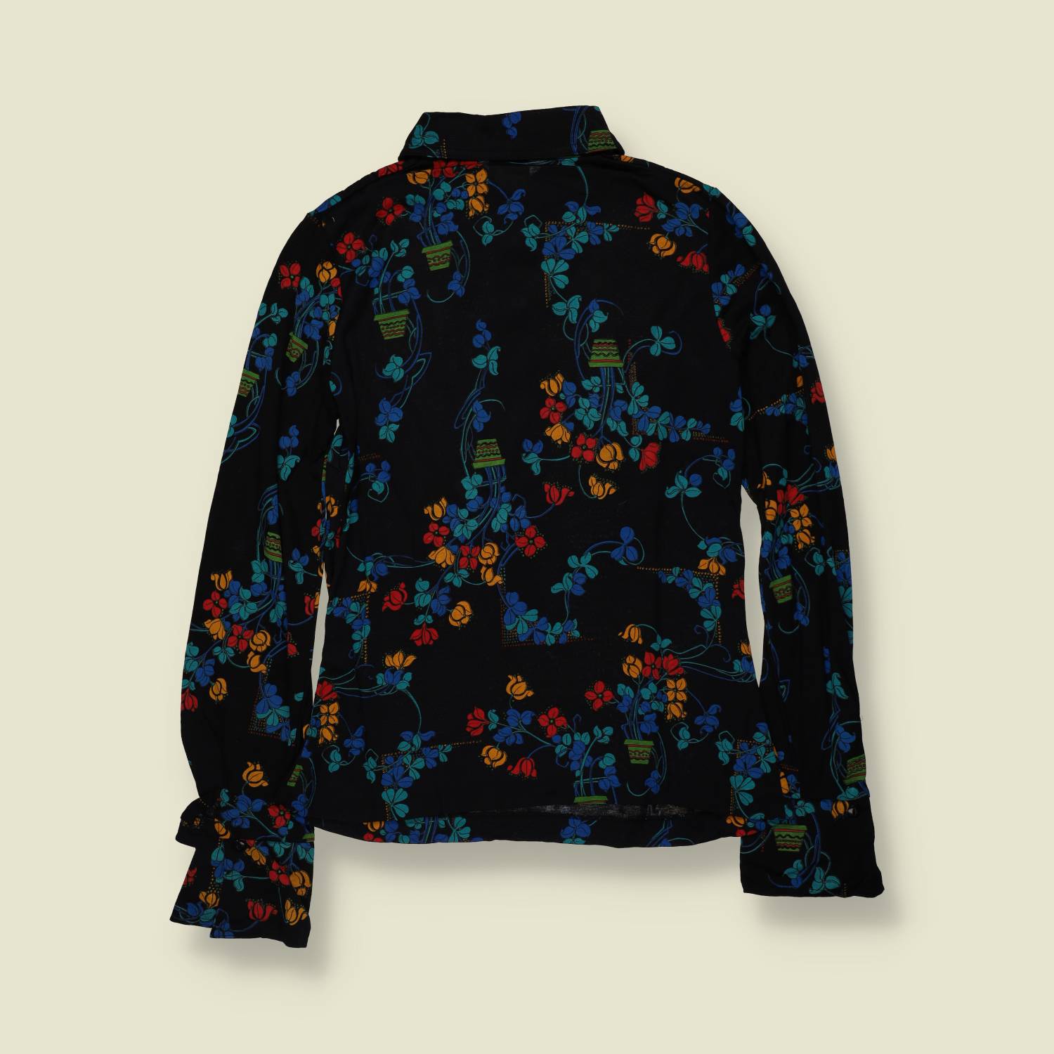 1970s | TGL | Deadstock Blouse | Black Floral - 8