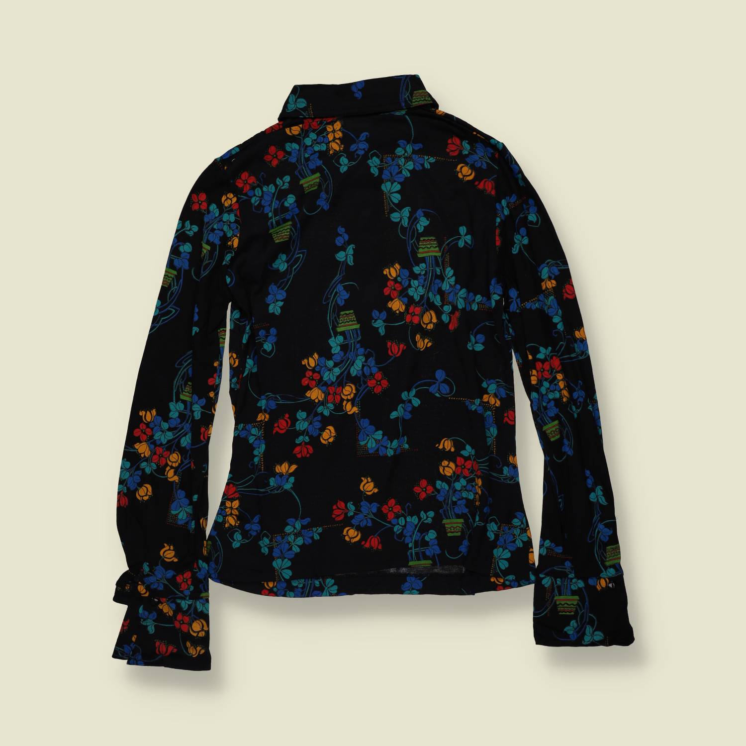 1970s | TGL | Deadstock Blouse | Black Floral - 6