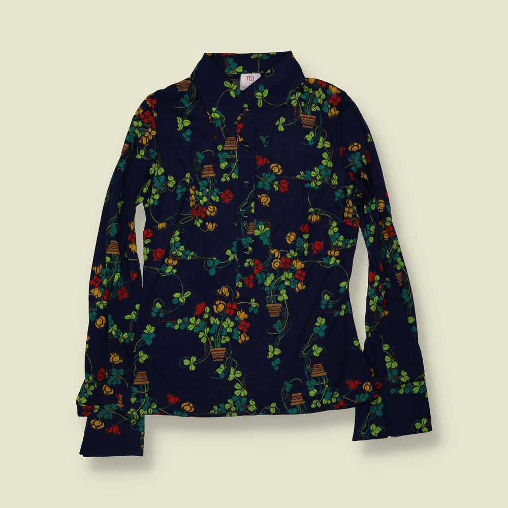 1970s | TGL | Deadstock Blouse | Navy Floral - 6