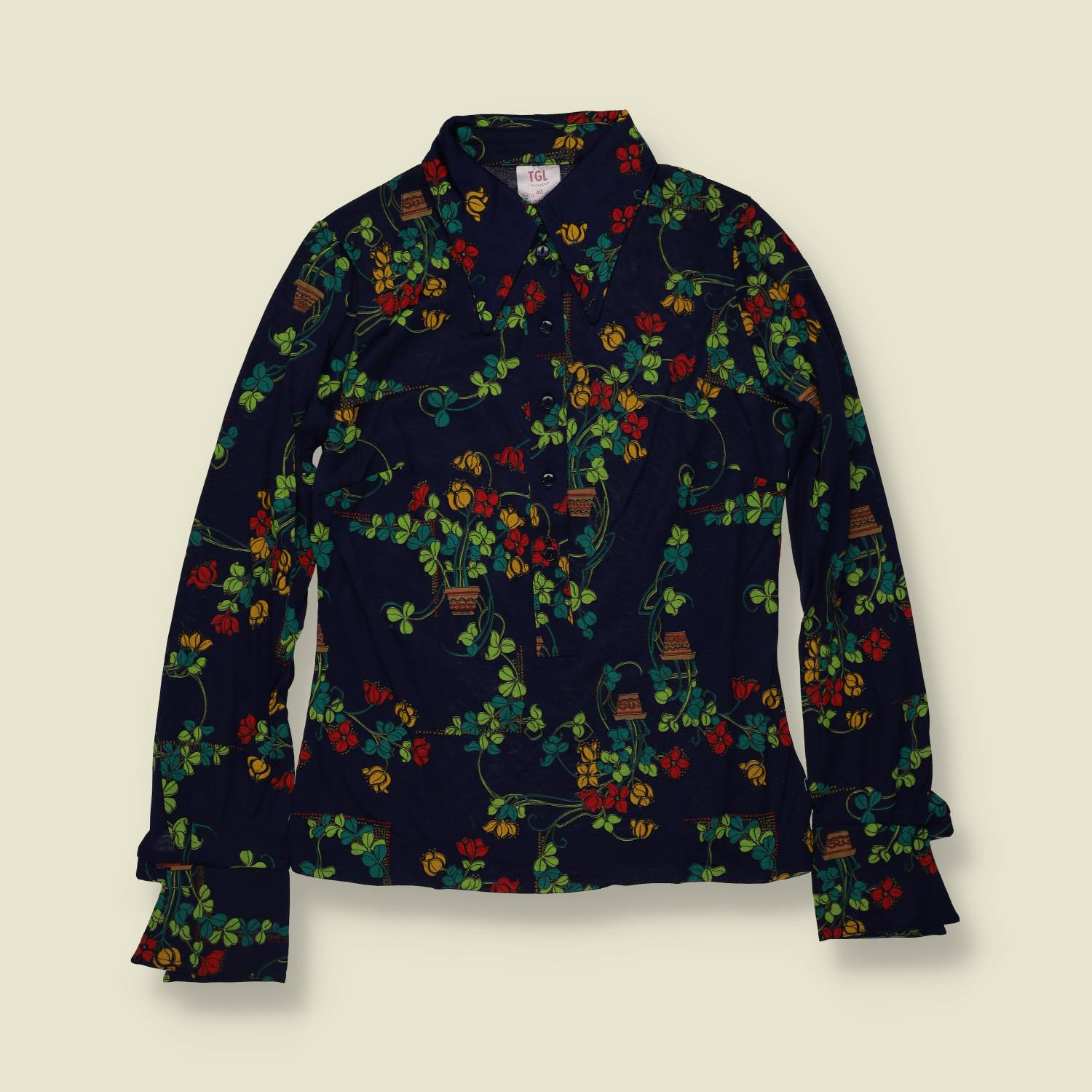 1970s | TGL | Deadstock Blouse | Navy Floral - 6