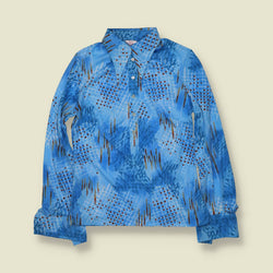 1970s | TGL | Deadstock Blouse | Blue Abstract - 8