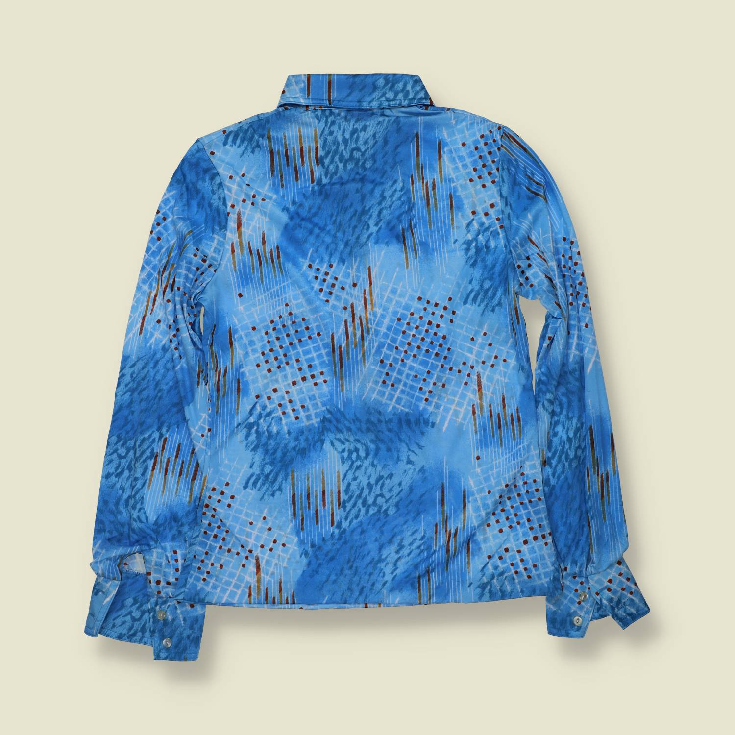 1970s | TGL | Deadstock Blouse | Blue Abstract - 8