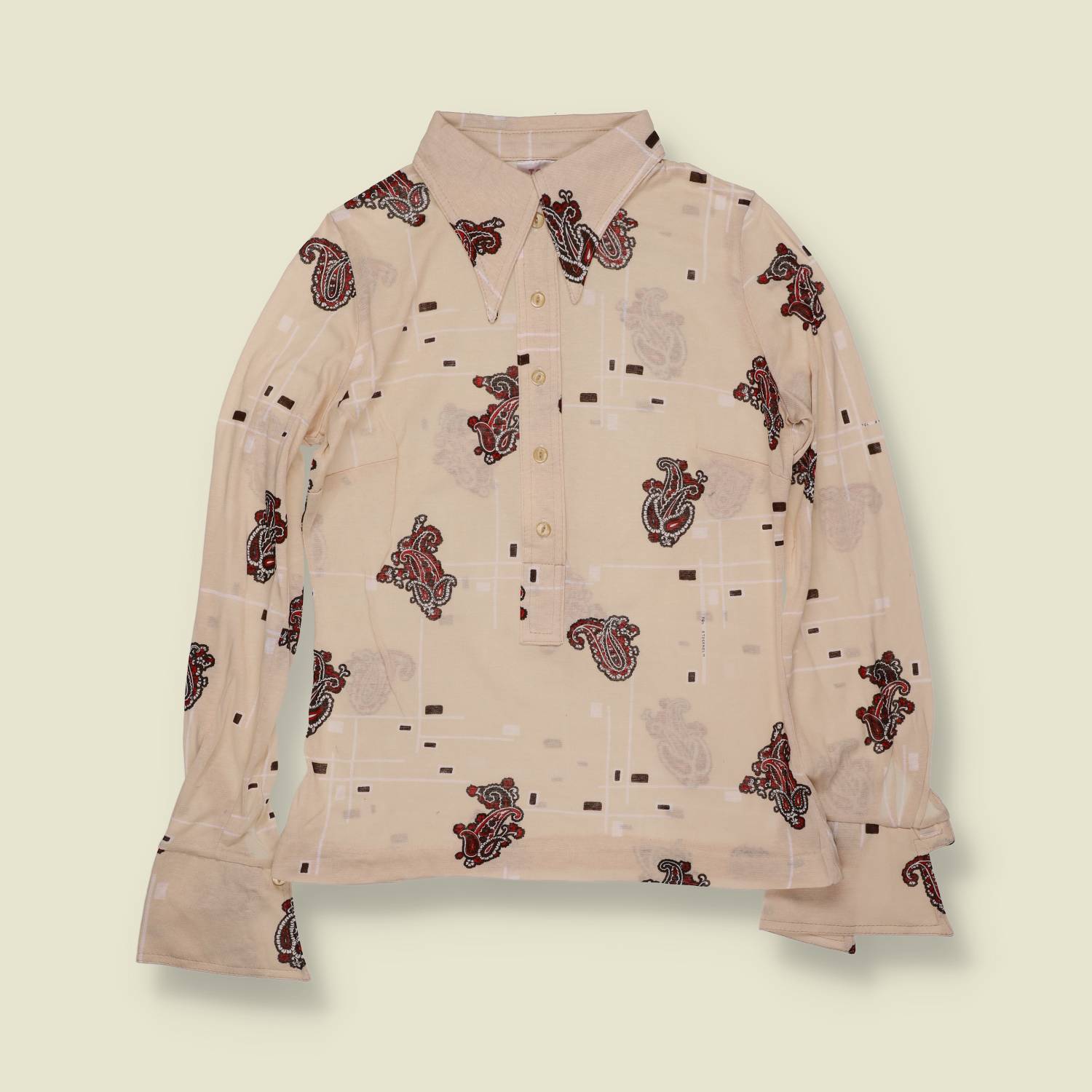 1970s | TGL | Deadstock Blouse | Cream Paisley - 8