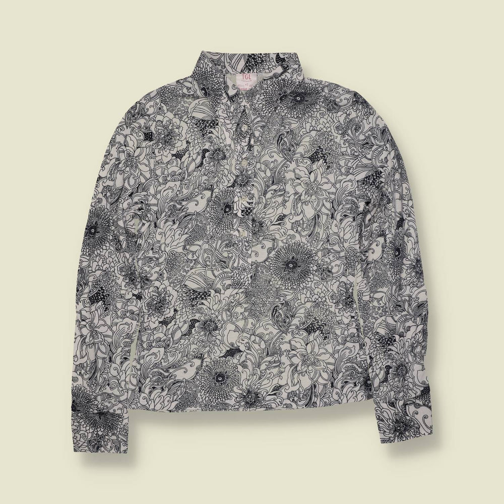 1970s | TGL Stockholm | Deadstock Blouse | Black & White Floral - 8