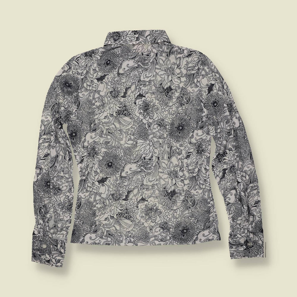 1970s | TGL Stockholm | Deadstock Blouse | Black & White Floral - 8