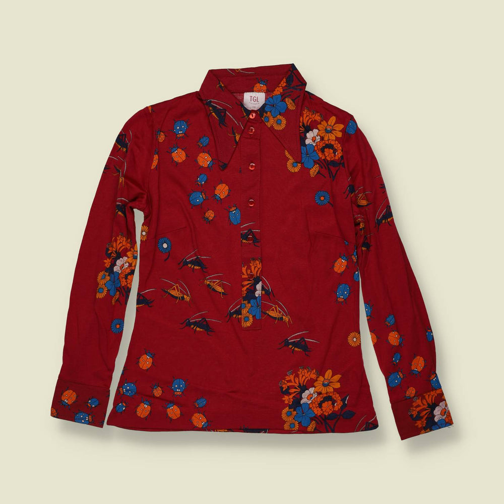 1970s | TGL Stockholm | Deadstock Blouse | Red Novelty Print - 8