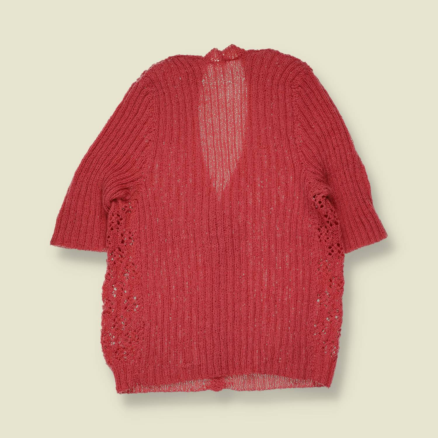 1970s | Open-Knit Cardigan | Coral - 6