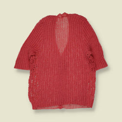 1970s | Open-Knit Cardigan | Coral - 6