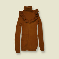 1970s | Ruffle Roll Neck Jumper | Rust - 0