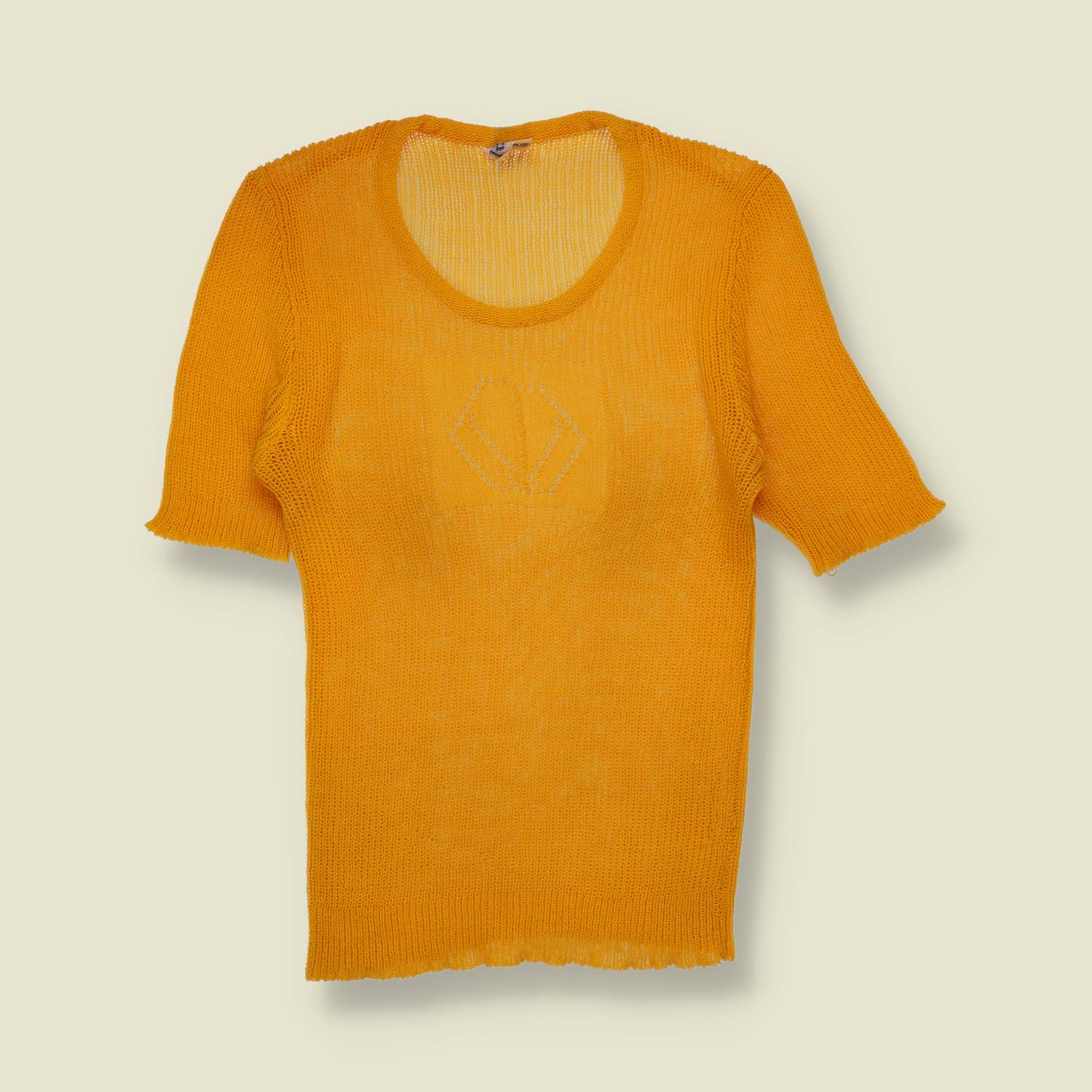 1970s | Diamond-Stitch Knit Top | Mustard - 0