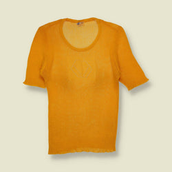 1970s | Diamond-Stitch Knit Top | Mustard - 0