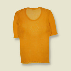 1970s | Diamond-Stitch Knit Top | Mustard - 0