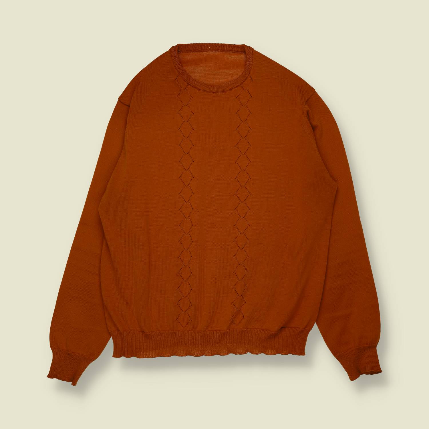 1970s | Pointelle Knit Jumper | Rust - 12