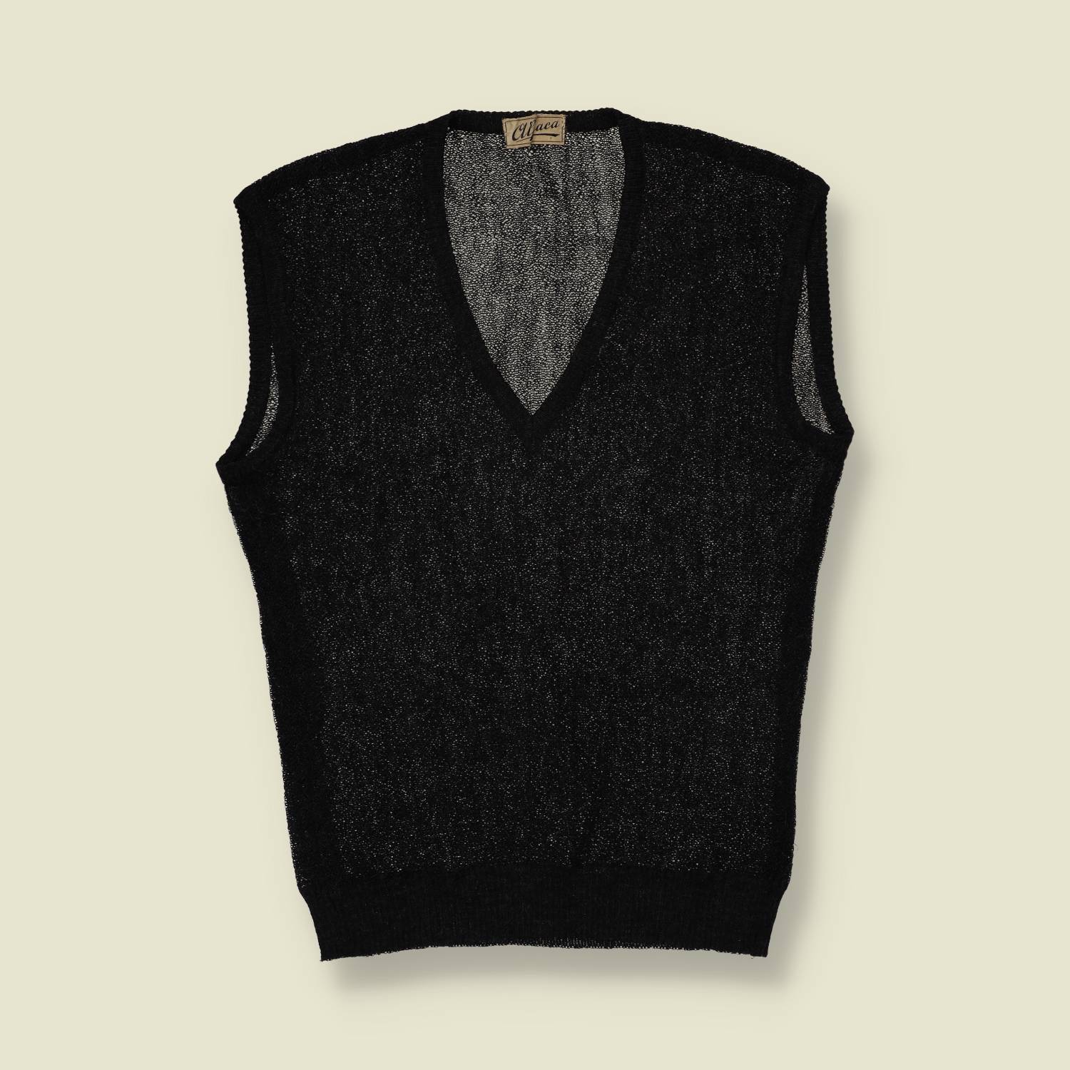 1970s | Alpaca Knit Tank Vest | Black - 6