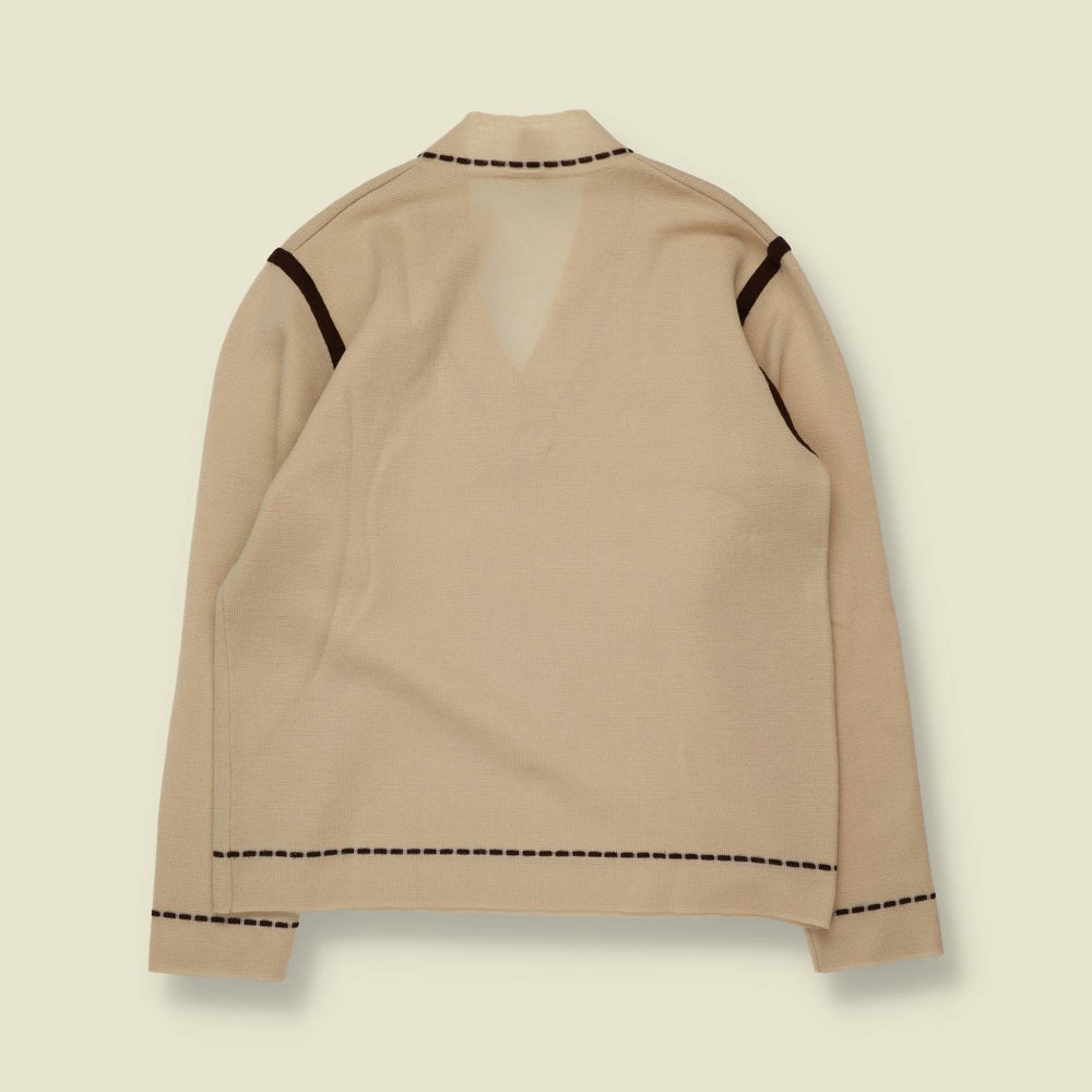 1970s | Schoeller Today | V-Neck Jumper | Cream & Brown - 10