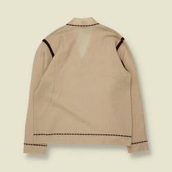 1970s | Schoeller Today | V-Neck Jumper | Cream & Brown - 10