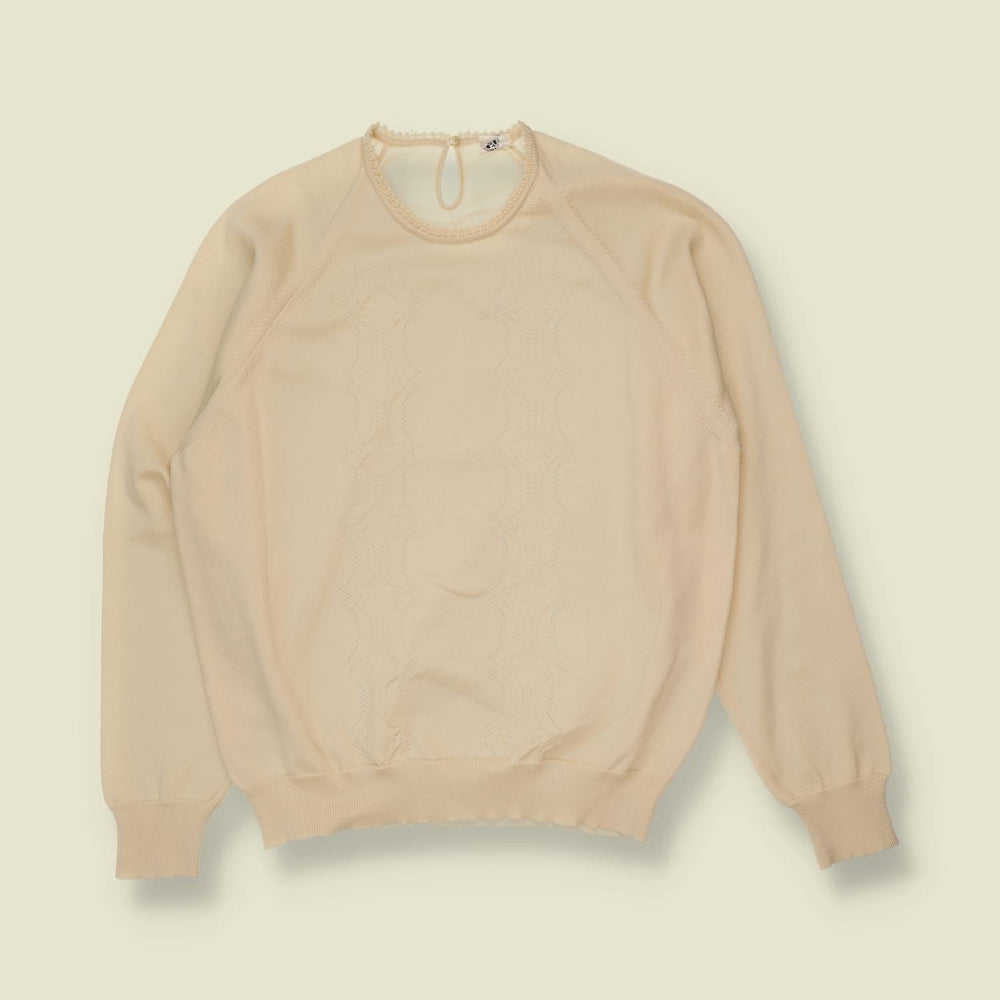 1970s | Pointelle Knit Jumper | Cream - 10