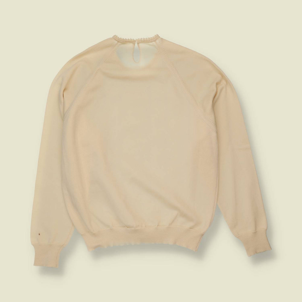 1970s | Pointelle Knit Jumper | Cream - 10