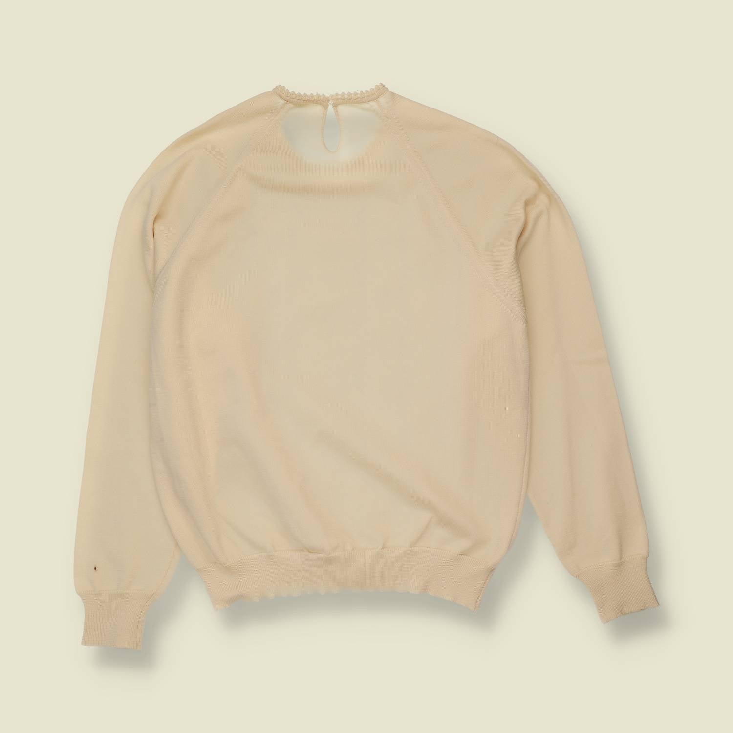 1970s | Pointelle Knit Jumper | Cream - 10