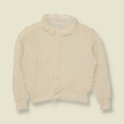 1970s | Popcorn Knit Cardigan | Cream - 10