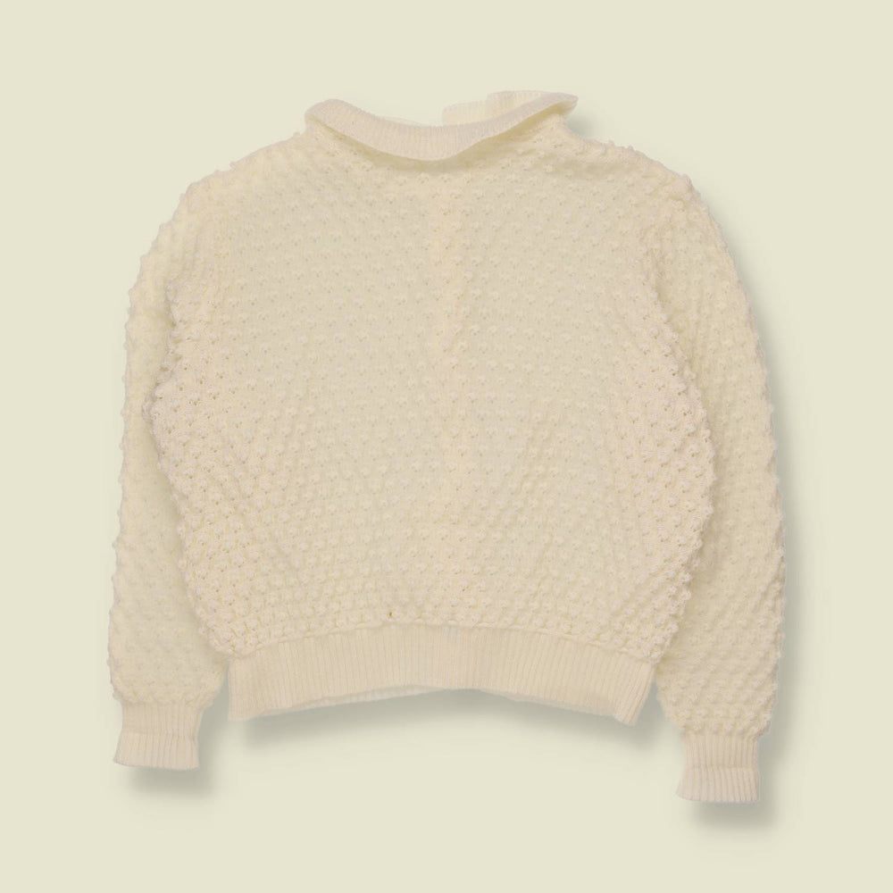 1970s | Popcorn Knit Cardigan | Cream - 10