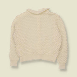1970s | Popcorn Knit Cardigan | Cream - 10