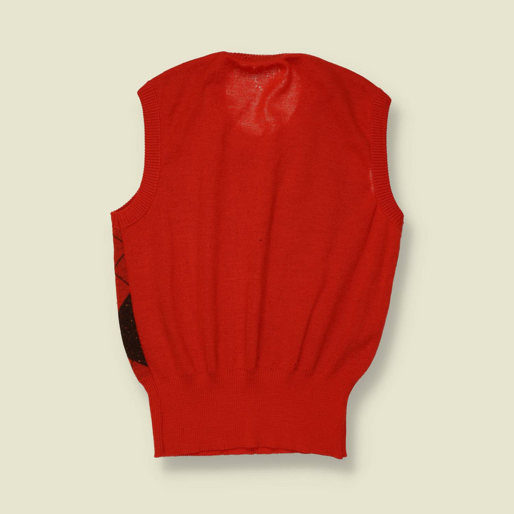1970s | Argyle Knit Tank Vest | Rust & Brown - 12