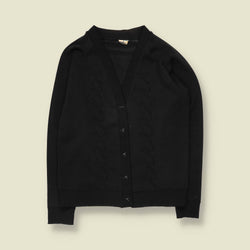1970s | Pointelle Panel Cardigan | Black - 10