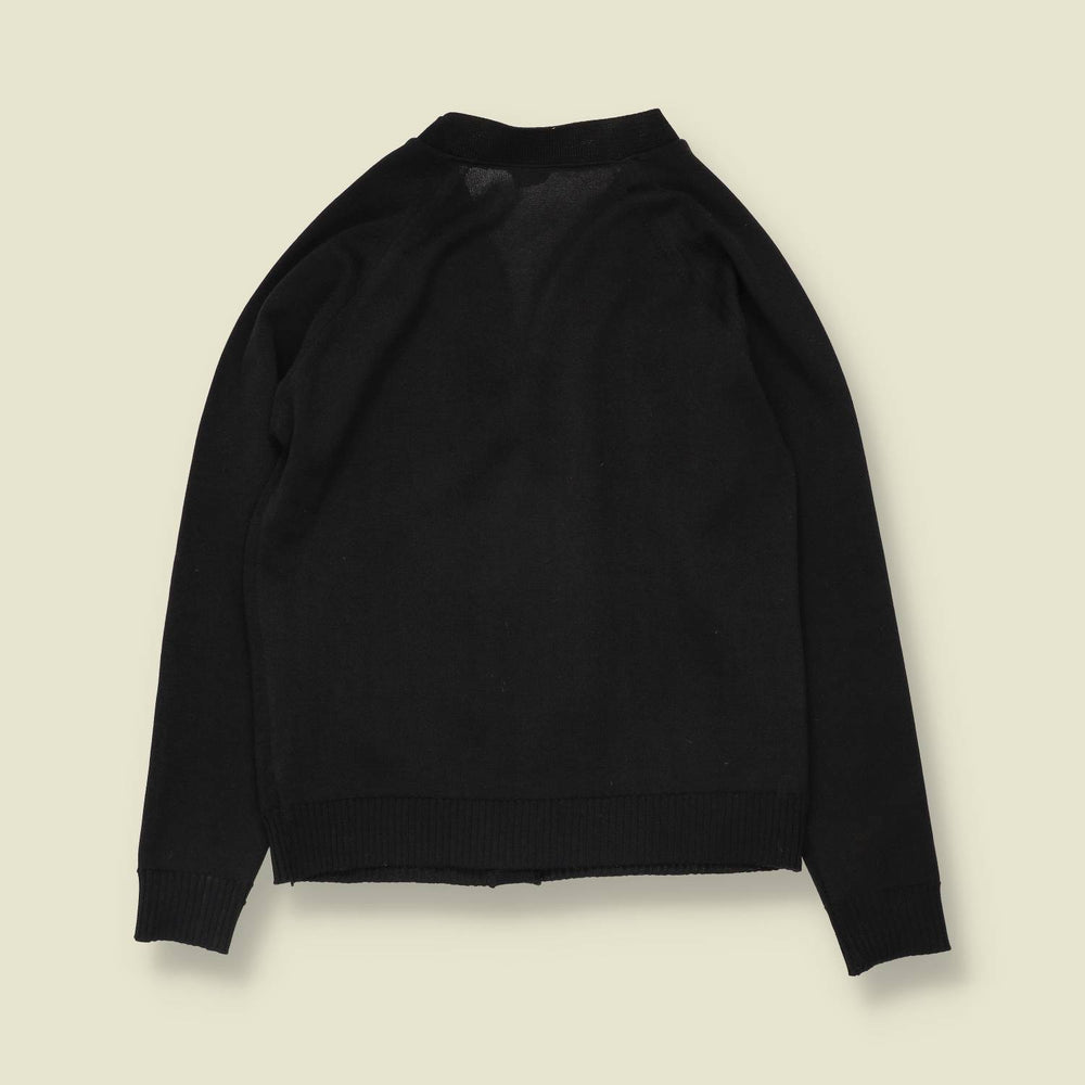 1970s | Pointelle Panel Cardigan | Black - 10
