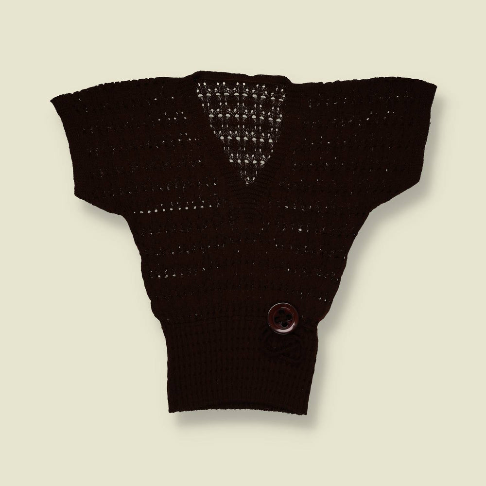 1970s | Crochet Knit Top | Brown - 6