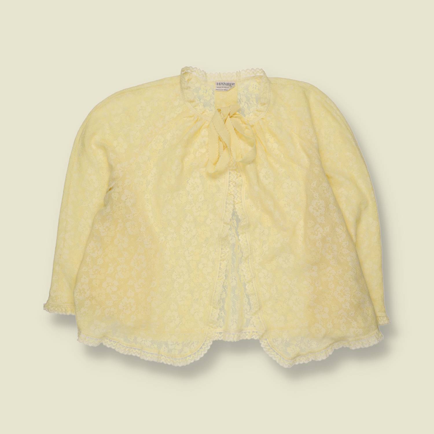 1970s | Hanro Switzerland | Lace Night Cardigan | Yellow - 10