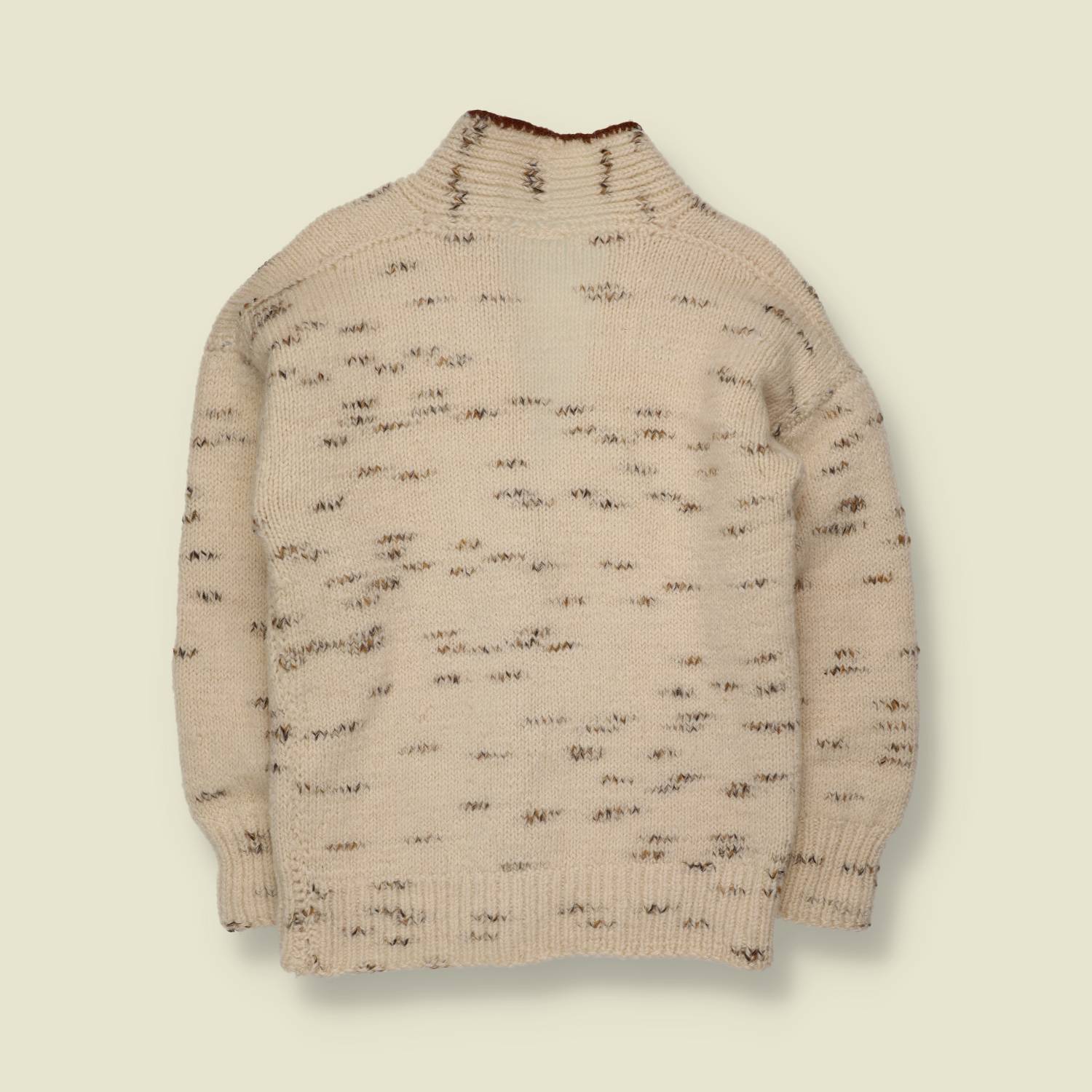 1970s | Handknit | Speckled Cardigan | Cream - 10