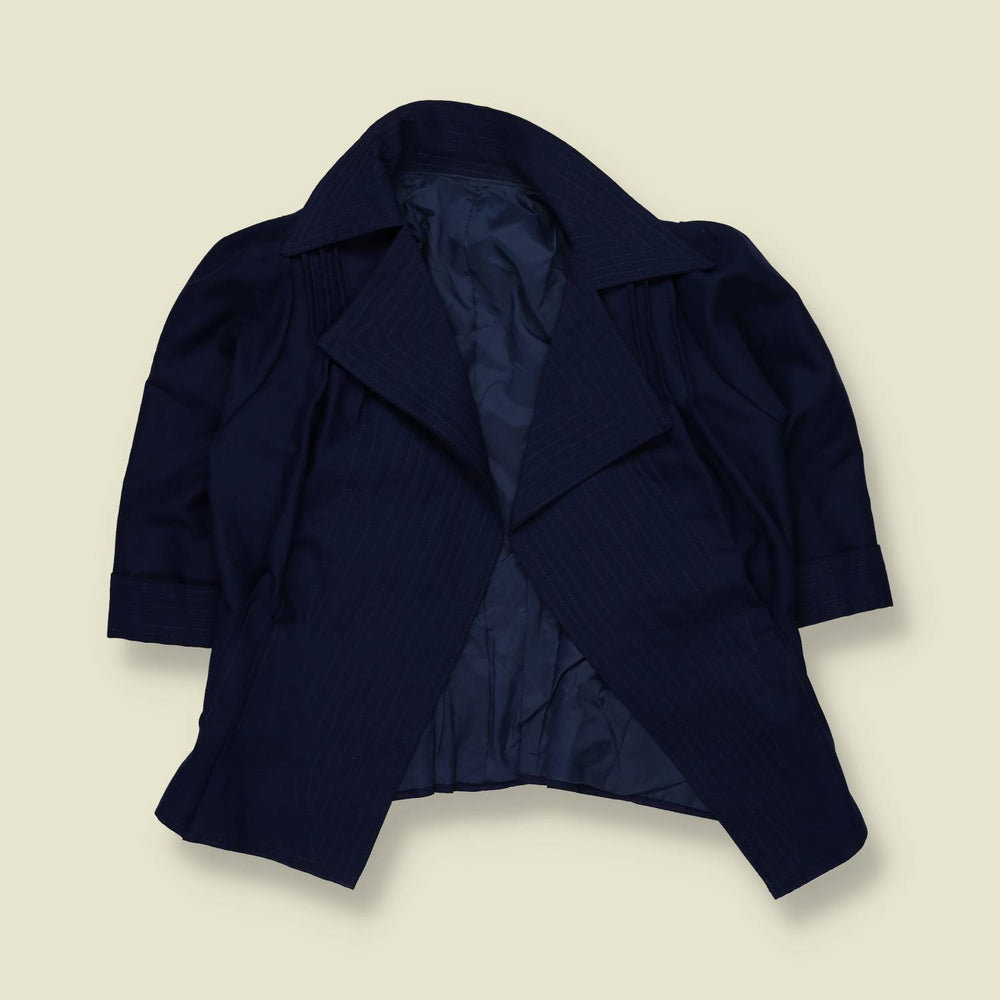 1970s | Short Sleeve Jacket | Navy Pinstripe - 6