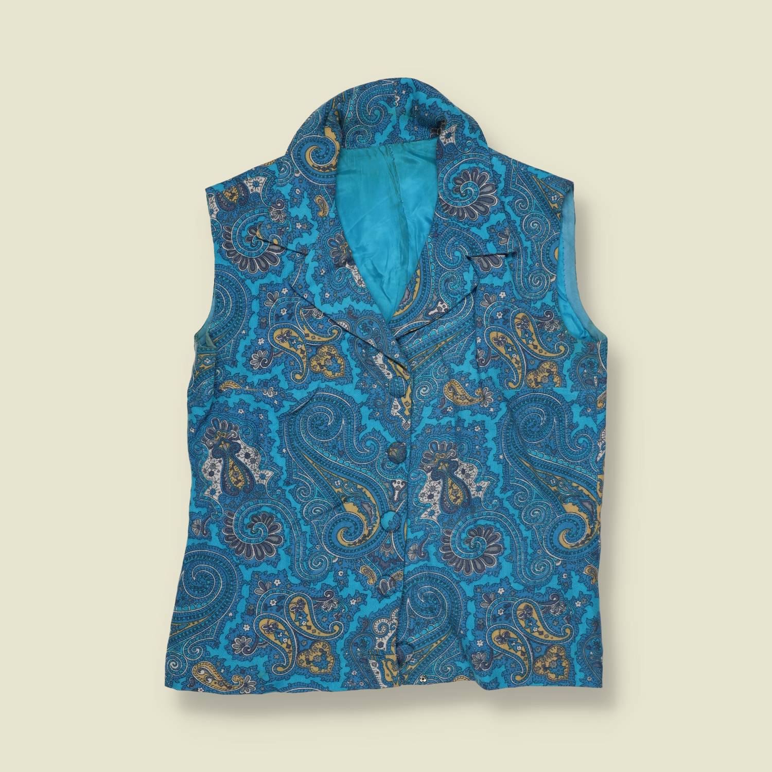 1970s | Paisley Waistcoat | Turquoise Blue - 10
