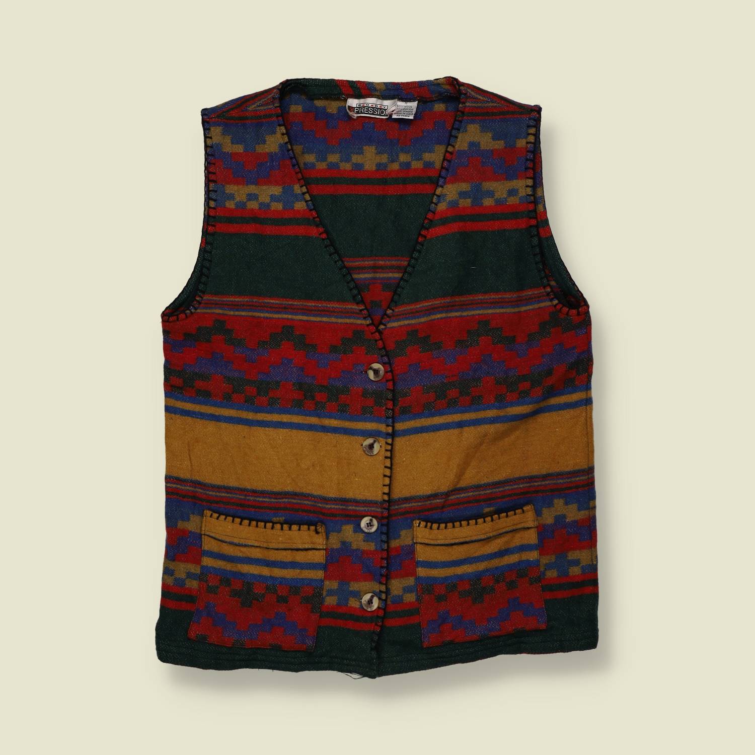 1980s | Aztec Waistcoat | Multicolour - 12