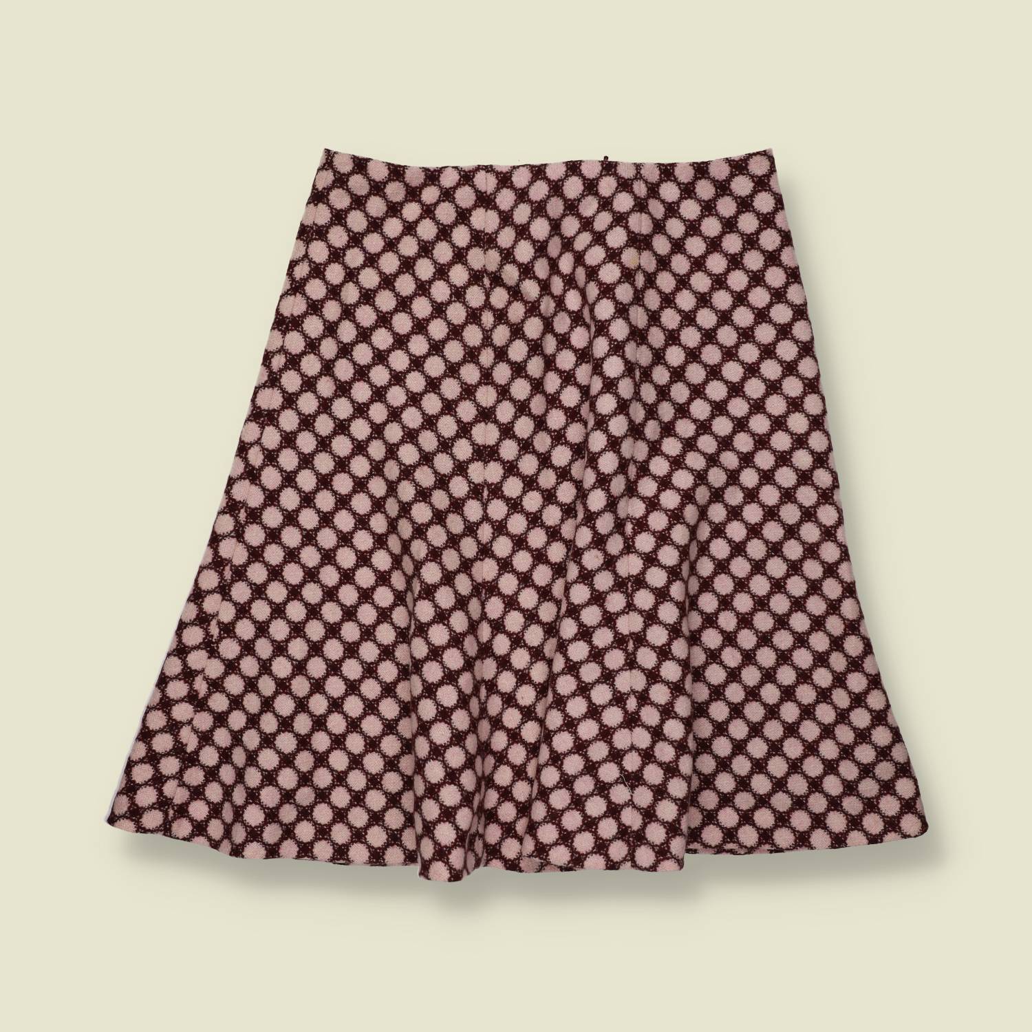 1970s | Hobbs | Made In England | Skirt | Pink And Burgundy Print - w28