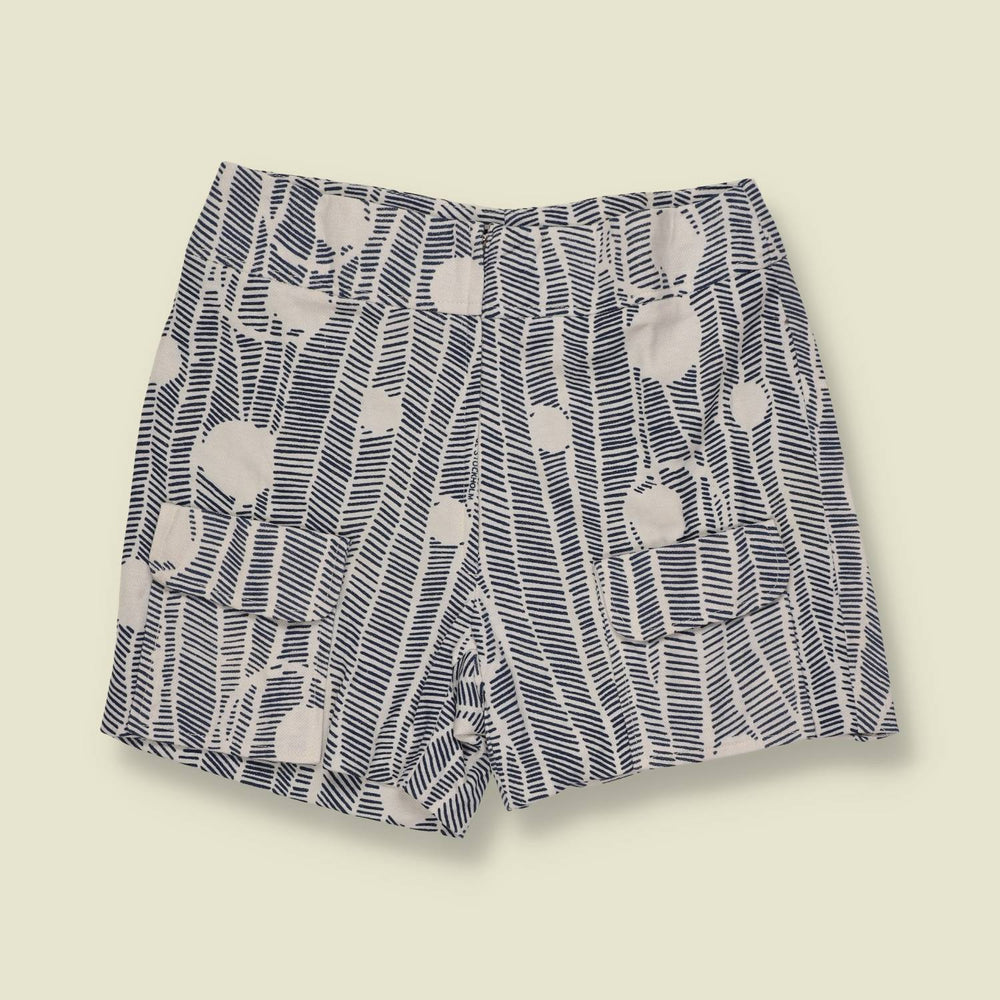 1970s | Deadstock Shorts | Navy And White Geometric - w24