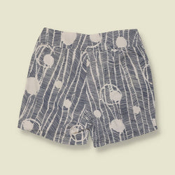 1970s | Deadstock Shorts | Navy And White Geometric - w24