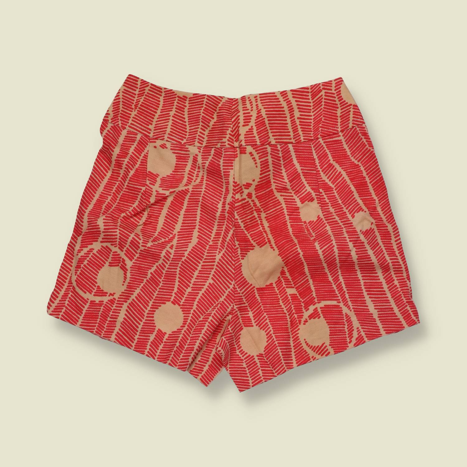 1970s | Deadstock Shorts | Red And Tan Geometric - w22
