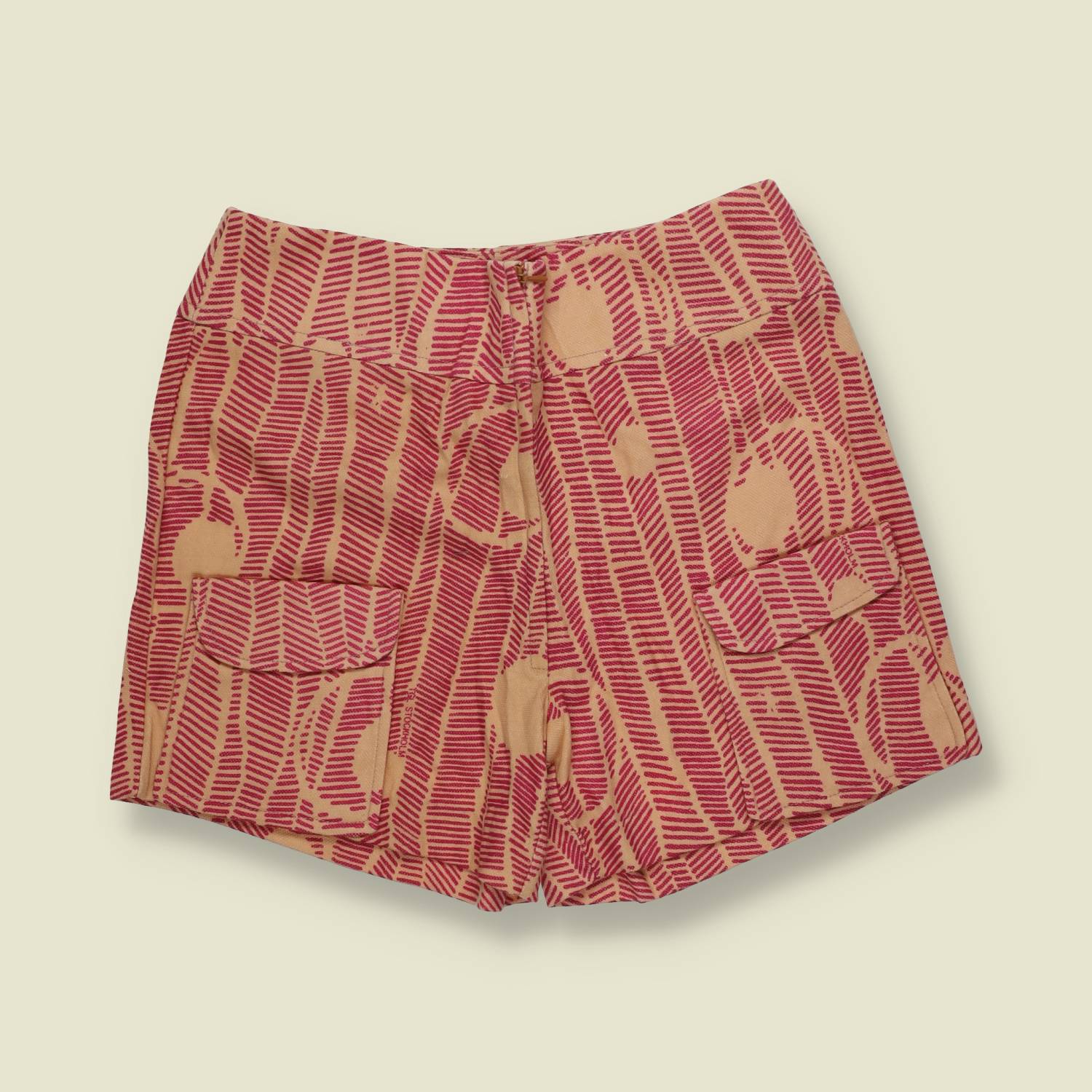 1970s | Deadstock Shorts | Pink And Tan Geometric - w24