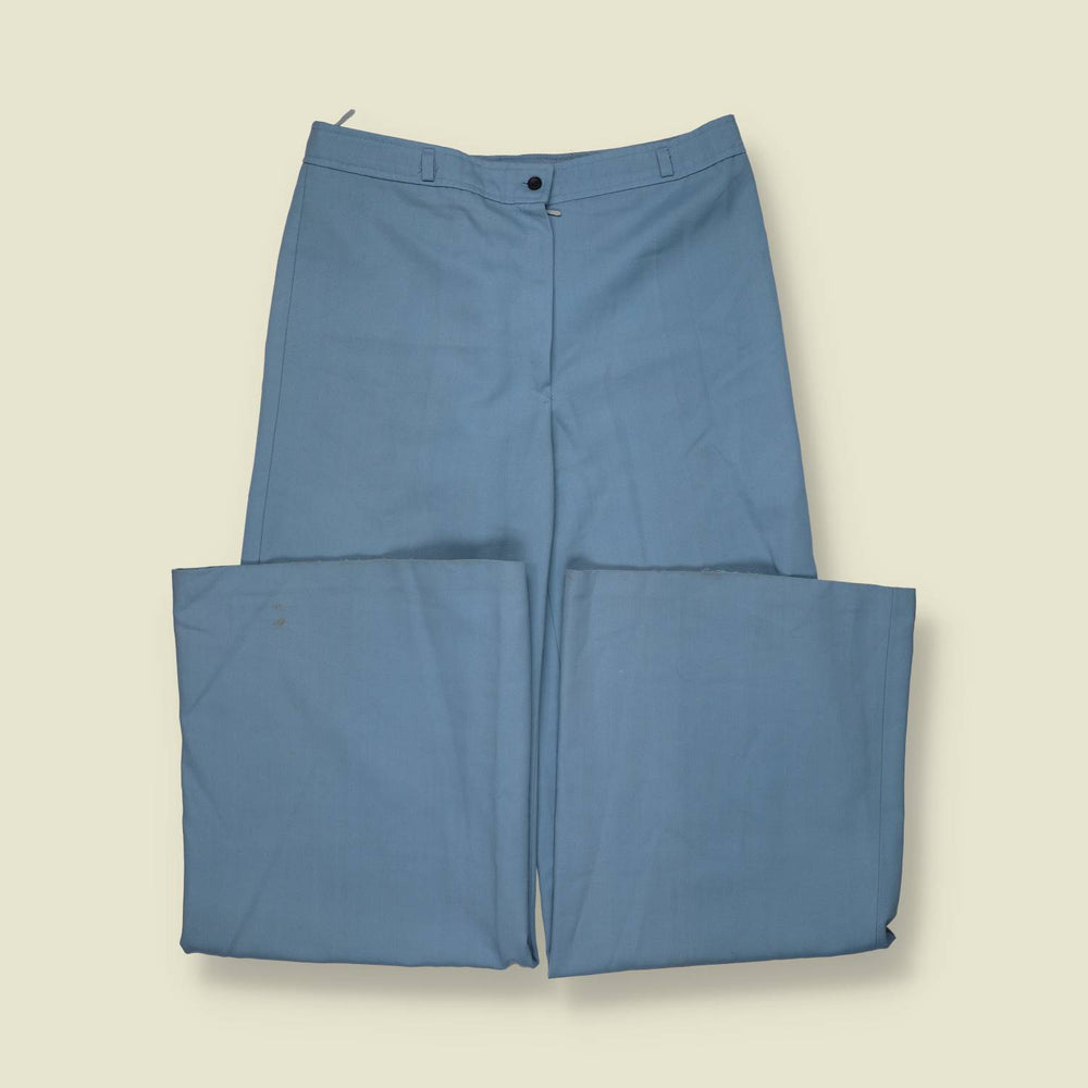 1970s | Trevira | Flared Trousers | Blue – w30
