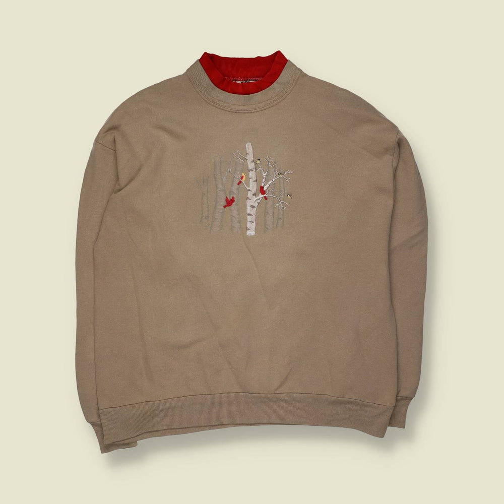 1980s | Embroidered Bird Sweatshirt | Beige - 18