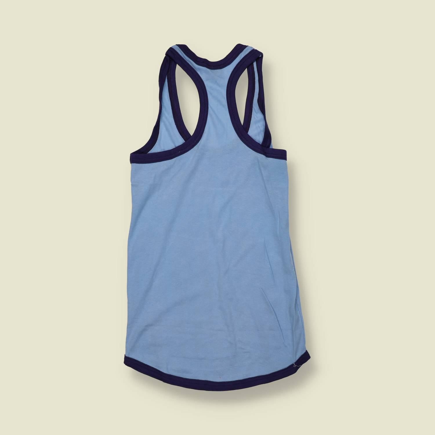 1970s | Deadstock Cotton Cami Top | Contrast Trim | Blue - 0