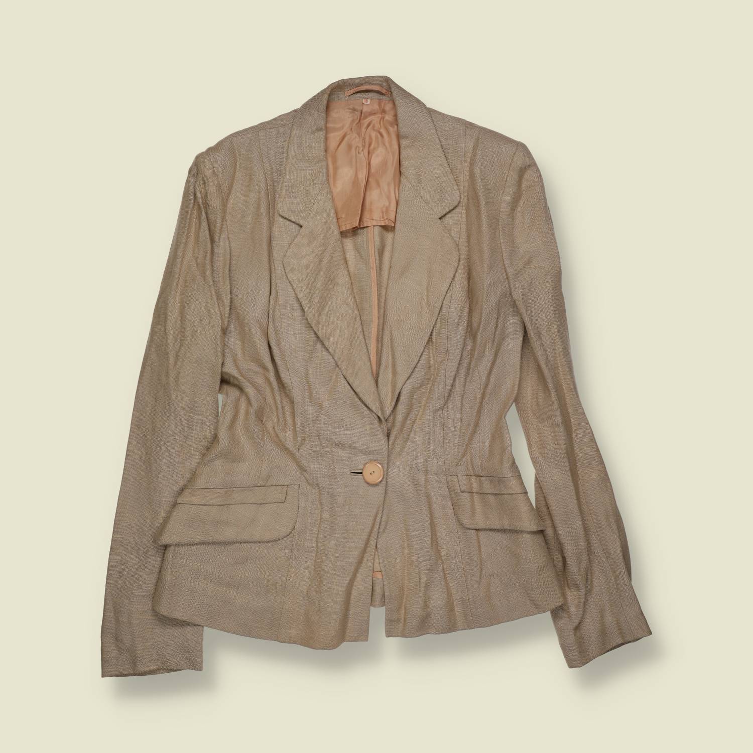 1960s–1970s | Tailored Linen Jacket | Single Button | Beige - 8
