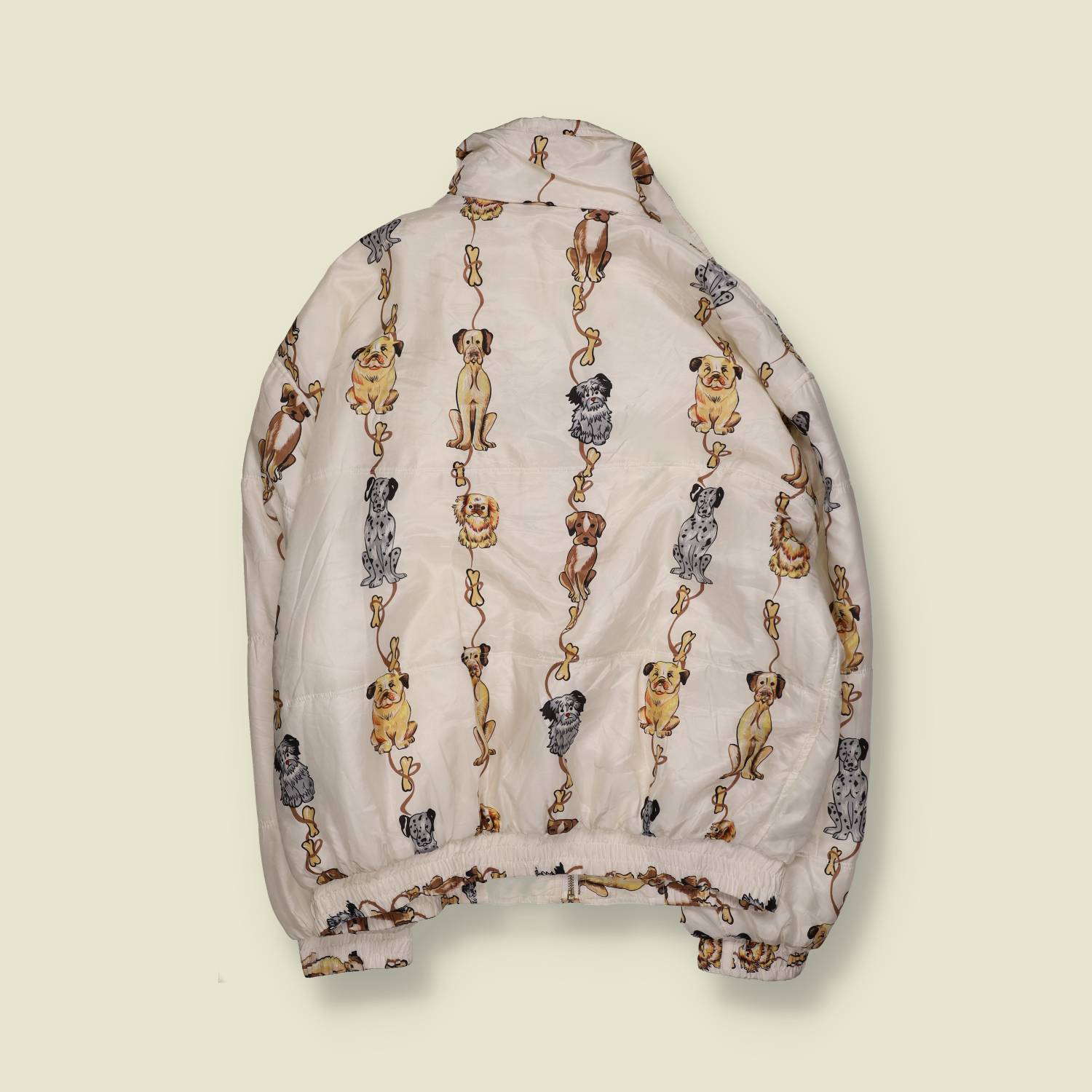 1980s | Dog Print Bomber Jacket | Novelty All-Over Print | White - 24