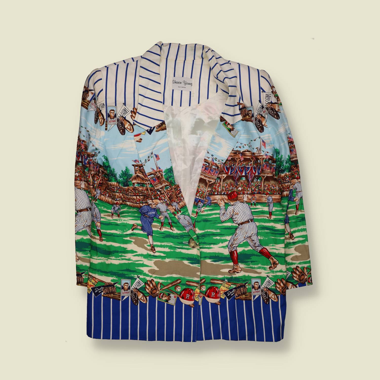 1980s | Sharon Young | Novelty Baseball Blazer | Blue Multi - 18