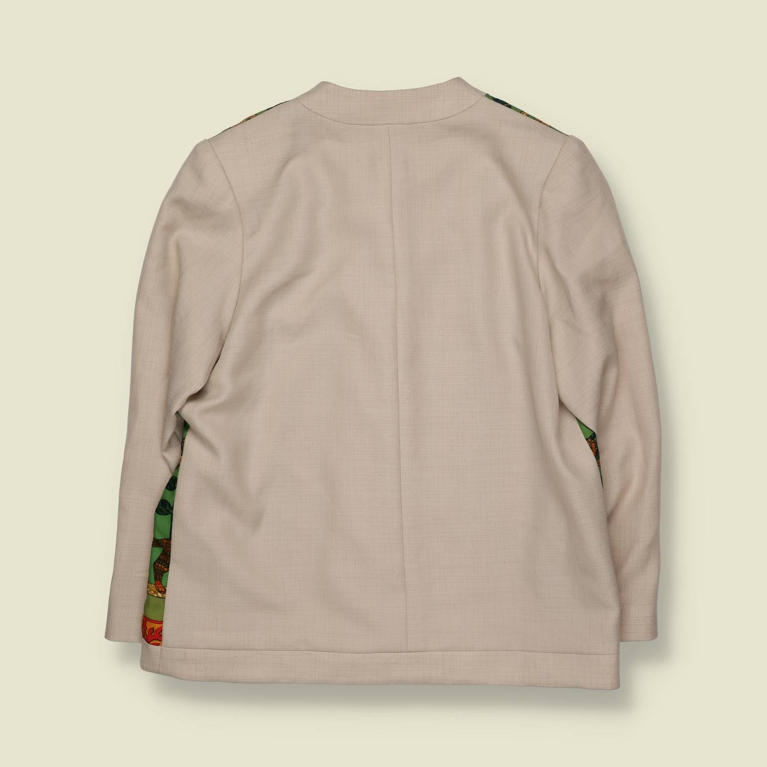 1980s | Handmade Linen Jacket | Hermès “Early America” Scarf Panel - 12