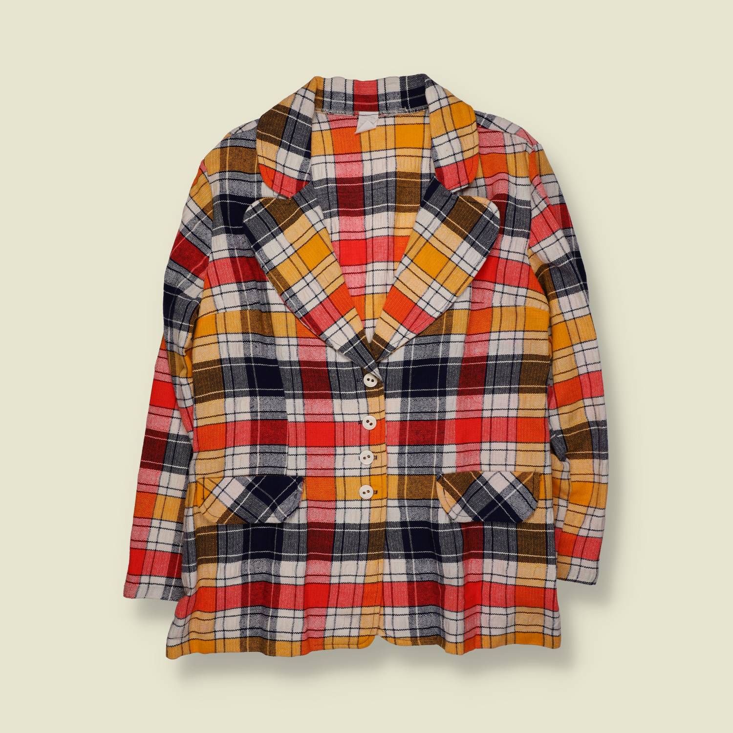 1970s | Plaid Blazer | Red Orange Check - 12