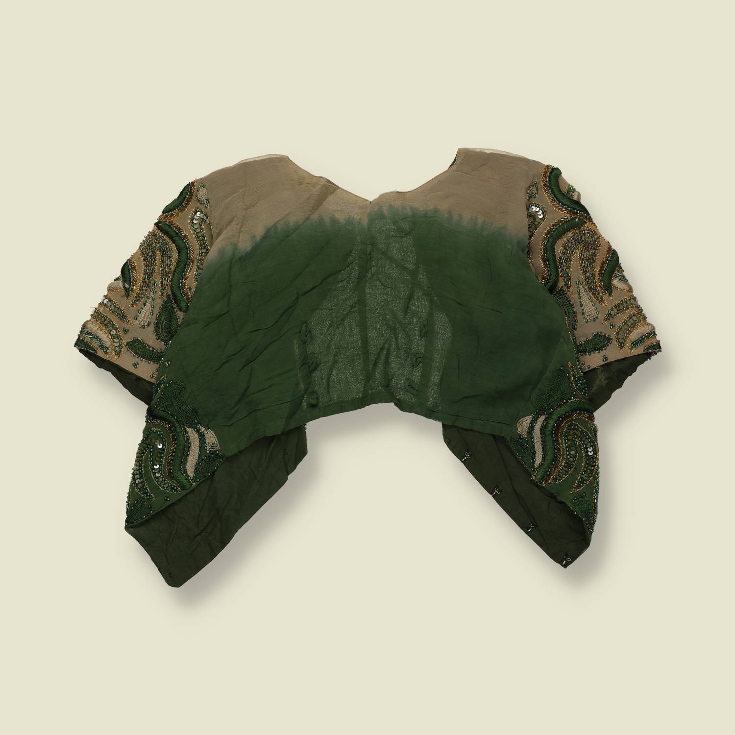 1940s–1950s | Beaded Bolero Jacket | Green And Cream - 8