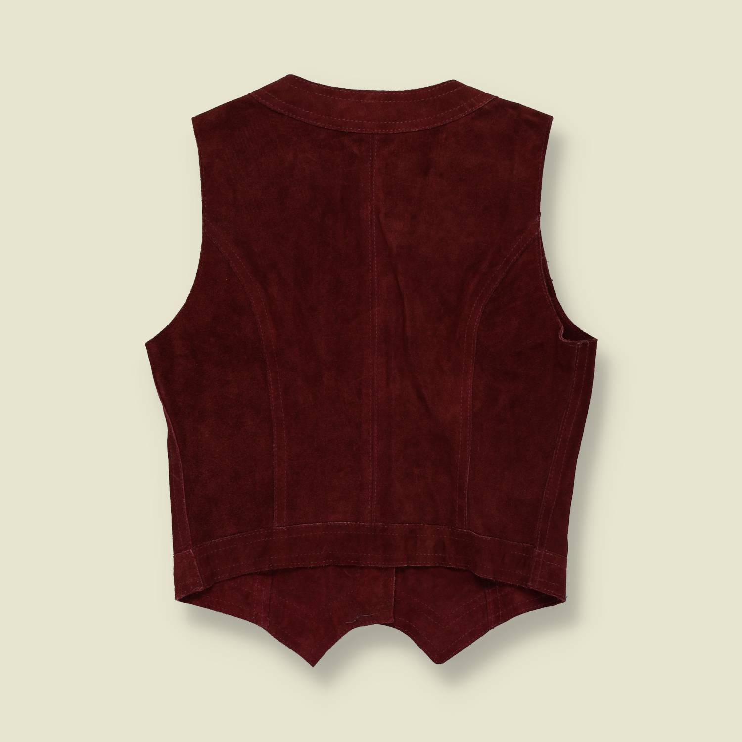 1970s | Suede Waistcoat | Burgundy - 4